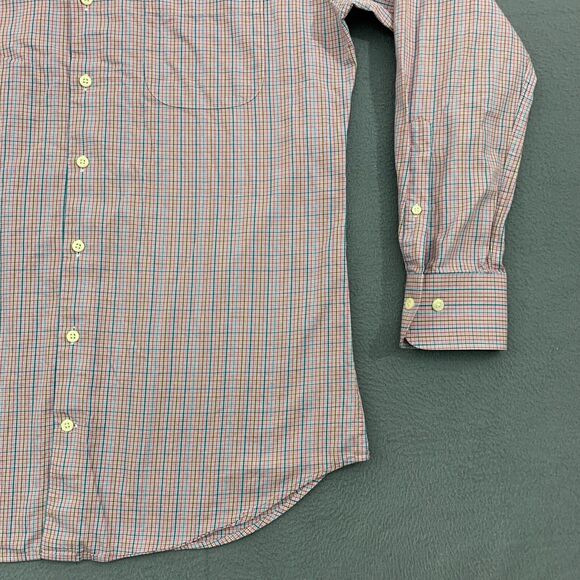 Peter Millar Button Down Shirt Mens Medium Cotton Tattersall Plaid Long Sleeve - Picture 3 of 16